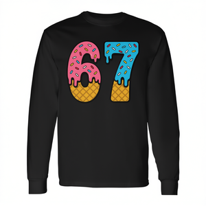 Camiseta de manga larga con estampado de 67 Number Six Seven Ice Cream Drip Meme - Product Image 2