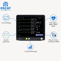 Moniteur vétérinaire multiparamètres OSCAT VE15 ECG SpO2 NIBP TEMP RESP, équipement chirurgical vétérinaire pour chats et chiens