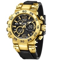 Montre sport numérique à quartz SMAEL pour homme, modèle 8106, luxe, 5 ATM résistant à l'eau, chronographe, affichage LED, alarme, chronomètre, bracelet PU 56 mm