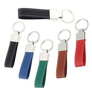 PU Leather Car Key Chain with Simple Cowhide Pendant Men and Women Couple Hand Rope Logo Car Chain Ring for All