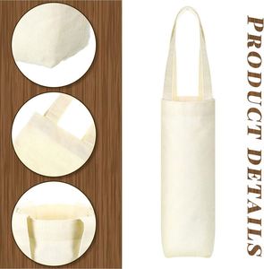 Custom Sublimation Blanks Bottle <b>Gift</b> Tote <b>Bag</b> Reusable Washable Wine Purse Carrier Canvas Wine <b>Bags</b> with Handle - Product Image 2