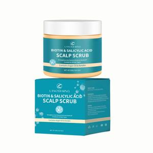 Pegatinas Personalizadas para el Cuidado del Cabello Orgánico, Exfoliante para el Cuero Cabelludo con Biotina y Ácido Salicílico, Tratamiento para la Caspa - Product Image 1