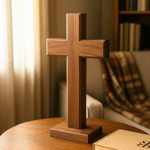 Cruz de Pared de Iglesia de Madera Natural |   Trabajo Artesanal Suave |   Proveedor Mayorista - Product Image 1