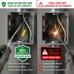 ABUK Tige de tirage en <span class=keywords><strong>nylon</strong></span> non conductrice 100% diélectrique pour câbles, 10M 15M 20M, Outil de tirage de fils pour conduits occupés - Product Image 5