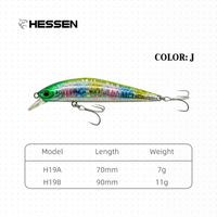 Leurre artificiel Hessen 70mm/7g 90mm/11g Minnow avec design bionique laser pour la pêche au saumon et au brochet en eau moyenne