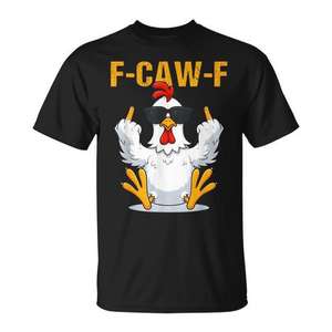 Camiseta F-Caw-F Rooster Chicken Meme, camisa informal negra para hombre - Product Image 1