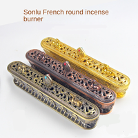 Brûleur d'encens Lotus avec Base en alliage de Bronze, Mini-cerf Double ligne de Falun pour bouddha, boîte d'encens, brûleur d'encens