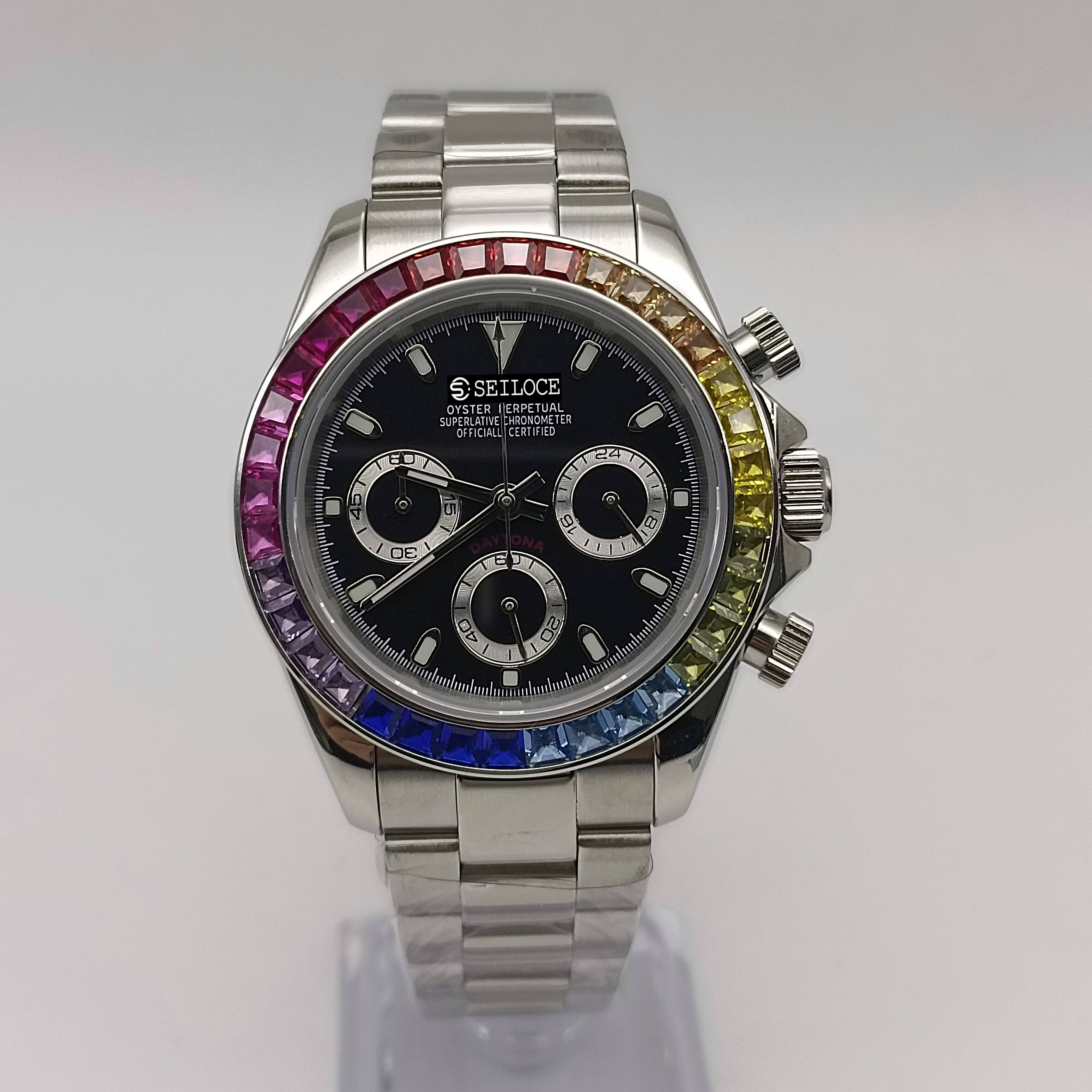 ตัวเรือนสีเงิน+หน้าปัดสีดำ