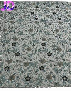 Venta caliente tela de encaje de guipur para mujer patrón de rayas de lujo con lentejuelas estilo tradicional romántico ecológico - Product Image 3