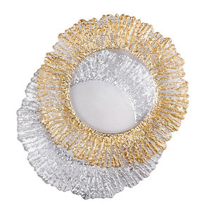 13" Clear and Gold Charger Plates Wholesale Plastic Charger Plate for Dinner Party Wedding Centerpieces Table Decorations