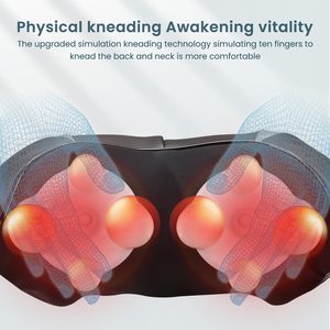 Shiatsu masajeador de espalda y cuello masajeador de hombro de tejido profundo con luz roja calor eléctrico 4D