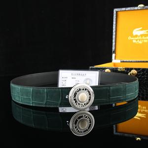 Cinturón de Piel de Cocodrilo de Lujo para Hombre, Hebilla de Plata de Ley 925, Estilo Formal de Diseñador, Transpirable y Duradero - Product Image 4