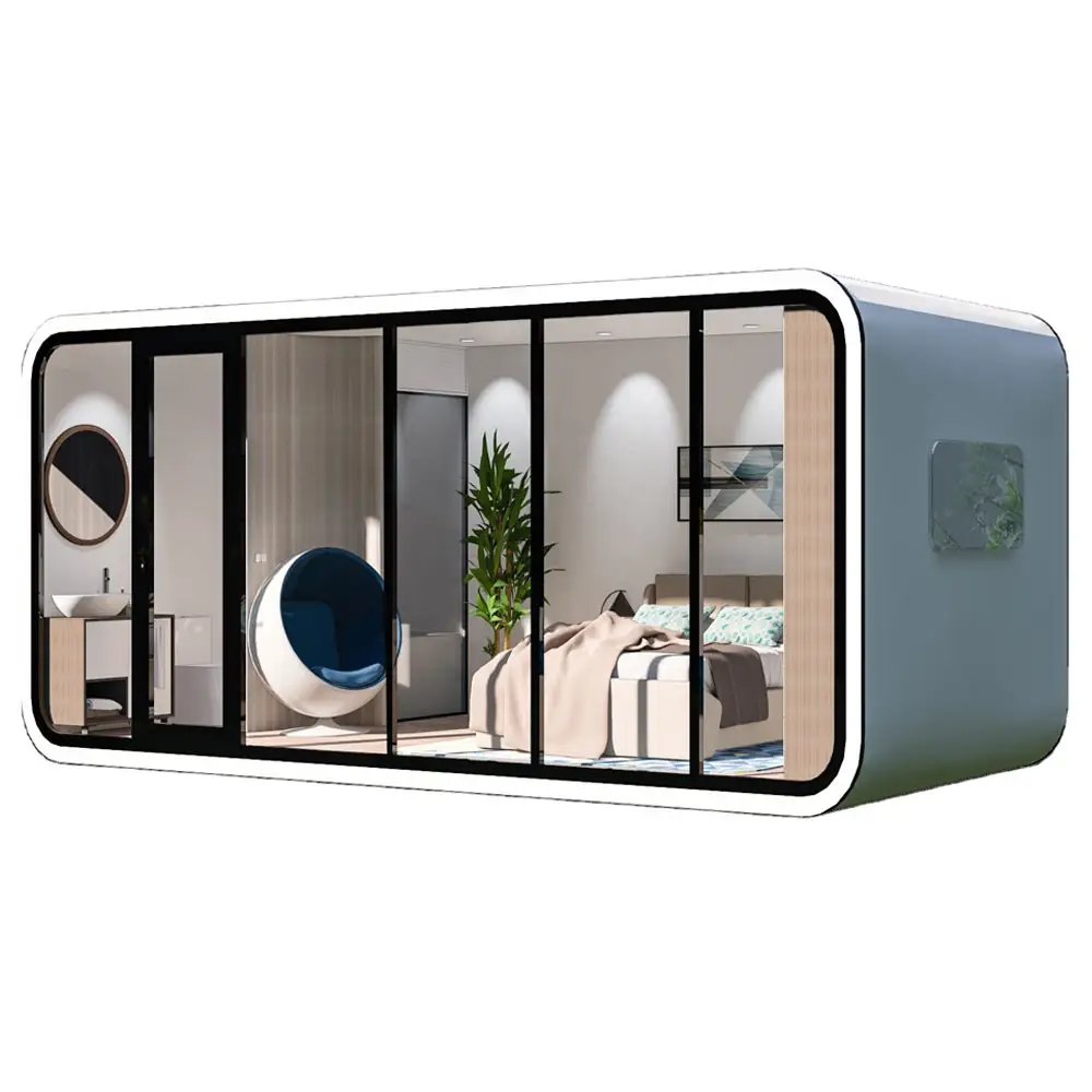 Açık prefabrik ev oturma ve çalışma apple kabin modüler tasarım ofis pod prefabrik konteyner ev elma kabin