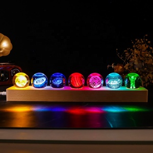 Drop Shipping Creative Colorful Solar System Crystal <strong>Ball</strong> 3D Engraving <strong>Moon</strong> Mars Earth Crystal <strong>Ball</strong> Car Ornaments - Product Image 1