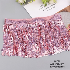 Chiều Rộng 17Cm Đa-Màu Sắc Sequins Tua Nhảy Trang Trí Thêu Fringe Ren Quần Áo May Phụ Kiện Ren Cắt Tỉa Cho Ăn Mặc - Product Image 5