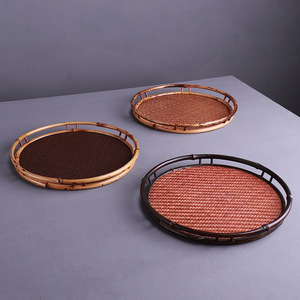 Bamboo Round Tray Traditional Chinese Tea Ceremony Accessory Eco-Friendly Storage Plate - Product Image 4