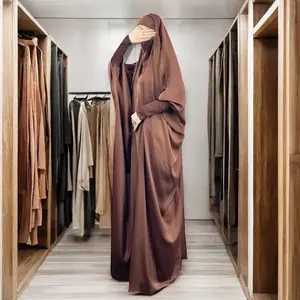 Ywqs Dubai Anti-Pilling Ademende Polyester Gewaad Handgetekend Volwassen Gebedsjurk Boerka Effen Kleur Turkse Swing Stijl Moslims