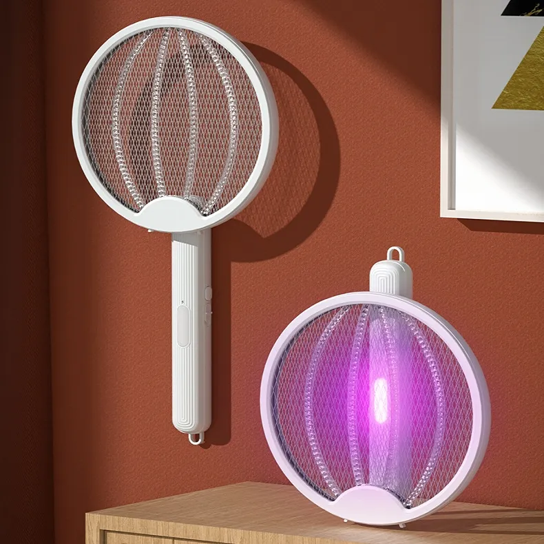 Factory Price 4 IN 1 Foldable Electric Mosquito Swatter Wall-mounted Handheld 3000V Rechargeable Fly Racket Bug Zapper