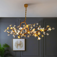 Lampes modernes en forme de fleur ronde dorée Décoration intérieure Éclairage Lustre moderne en verre soufflé de luxe pour hôtel