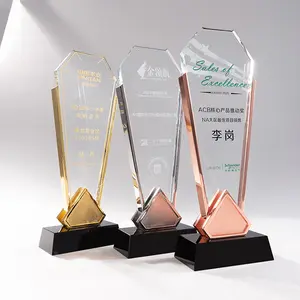 MH-NJ00758 Souvenir Gifts Silver Copper Metal Trophy Customized Crystal Trophy Creative Engraved Crown Team Awards