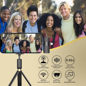 ميكروفون لاسلكي صغير الحجم ومحمول K15 طية صدر السترة ميكروفون Lavalier لجهاز تسجيل الفيديو القصير أداة البث المباشر - Product Image 5