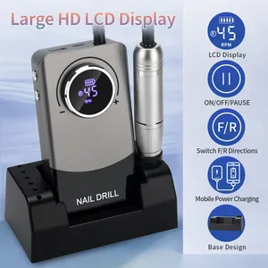 Ponceuse à ongles professionnelle, 6 forets et bande abrasive, perceuse à ongles V9 45000 tr/min avec écran LED, perceuse à ongles électrique USB, outil pour ongles - Product Image 3