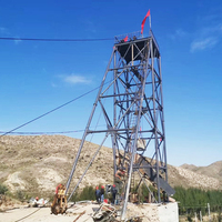 Équipement de treuil de tête de puits pour l'abaissement de la mine, plateformes de travail suspendues en acier galvanisé, ventilateurs, câble en acier