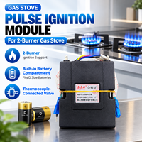 Kompor Gas Dua Tungku dengan Pengapian Pulsa, Unit Percikan Api Baterai D 1.5V, Pengontrol Termokopel untuk Perakitan Kompor Tanam & Cocok untuk OEM