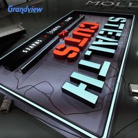 Enseigne publicitaire personnalisée en acrylique éclairée par LED, résistante à l'eau, pour les magasins de détail, intérieur/extérieur, 3D