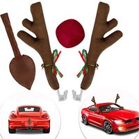 Kit de Decoración Navideña para Ventana de Auto con Diseño de Reno y Astas, Material de Poliéster y ABS para Vacaciones en la Playa, para Aire Acondicionado