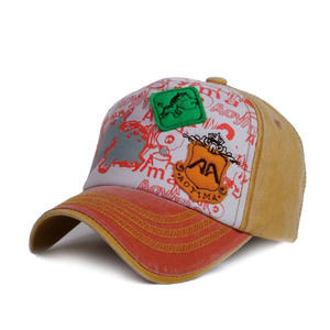 قبعة رياضية بتصميم شعار مخصص مطرزة 5 ألواح قماش مثبت مغسول مطبوع - Product Image 4