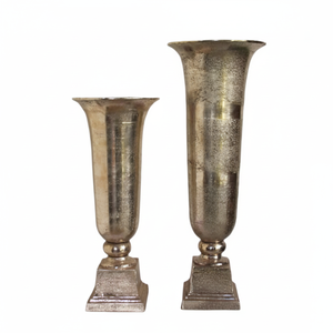 Vase de sol haut en aluminium finition or Design unique Centre de table et vase à fleurs et pots de jardin décoratifs Lot de 2 - Product Image 1
