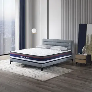 Lit double personnalisé en usine Ressort ensaché individuel en mousse de latex Matelas pour chambre simple d'hôtel en tissu élastique