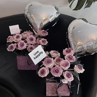 Boîte cadeau écologique, biodégradable, réutilisable, faite à la main, carrée, en carton laminé marbré prune-violet, recyclable, UV