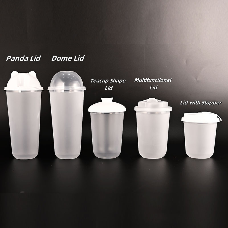 PP Boba Cup Custom Logo Disposable Plastic Cups Soft Clear Bubble Tea Plastic Cup with Lids and Straws