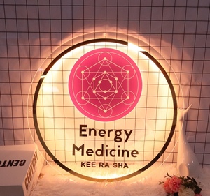 Round Acrylic Logo Illuminated <b>Sign</b> Custom Acrylic Salon <b>Sign</b> Transparent backlit letters hair salons Adhesive neon <b>lights</b> - Product Image 3