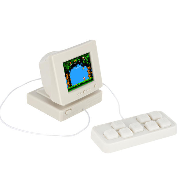 2-Inch Mini Computer-Shape Handheld Arcade Game Console for Kids 240 Retro Video Games Wired Connection Electronic Gaming Player