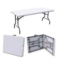Table pliante portable rectangulaire en plastique blanc pour banquet, barbecue, camping, pique-nique