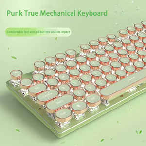 Steampunk Rose Gold/Matcha Wired/<strong>Wireless</strong> V20 Gaming 3 Mode <strong>Mechanical</strong> <strong>Keyboard</strong> Multiple Lighting Effects Electroplated Keycaps - Product Image 6
