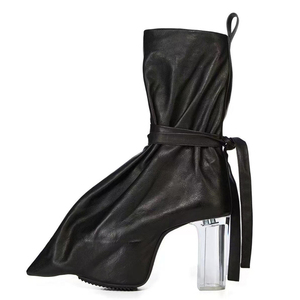 Botines de Mujer con Estilo Personalizado, Tacón Grueso de Cristal, con Cordones, Plataforma Corta y Gruesa - Product Image 1