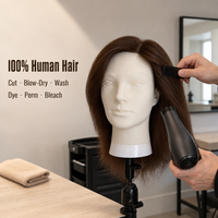 Tête d'entraînement en cheveux naturels pour hommes, pour la pratique de la coiffure et du maquillage
