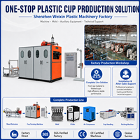 Mesin Pembuat Gelas Plastik PP PS PET Terkendali PLC CE 25-45 Siklus/menit Mesin Thermoforming Otomatis Penuh Lini Produksi Gelas