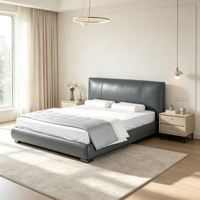 Modernes Vollpolsterbett mit Holzrahmen, Queen- und King-Size, Direkt vom Hersteller, Waschfreies Design, Drehbarer Stauraum