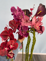 Bouquet de mariée de luxe, fleurs au toucher réel, lys calla bordeaux, orchidée, personnalisation du bouquet de mariée