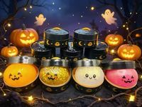 Jouet sensoriel anti-stress en stock, boules moelleuses scintillantes en forme de boulettes de Halloween, jouet anti-stress en forme de pain vapeur avec visage souriant et cuiseur vapeur