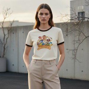 Camiseta de manga corta holgada con cuello redondo de poliéster para mujer, diseño de marioneta de rana grande de dibujos animados, colección de verano 2026 BR&ZA - Product Image 1