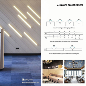 Panneau acoustique en <span class=keywords><strong>fibre</strong></span> de polyester écologique de haute qualité Seninpanel 9 mm à rainures en V pour bureaux - Product Image 4
