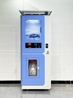 Distributeur d'eau intégré basé sur le cloud blanc et bleu avec désinfection UV, écran LED, 4G LTE, capacité >10L