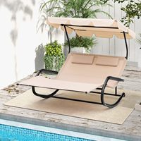 Fauteuil balançoire double d'extérieur 2 places avec auvent réglable, chaise longue de patio, lit hamac à bascule pour jardin