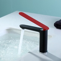 Robinet de lavabo moderne en laiton noir de luxe à poignée unique, mitigeur eau chaude et froide pour salle de bain et hôtel